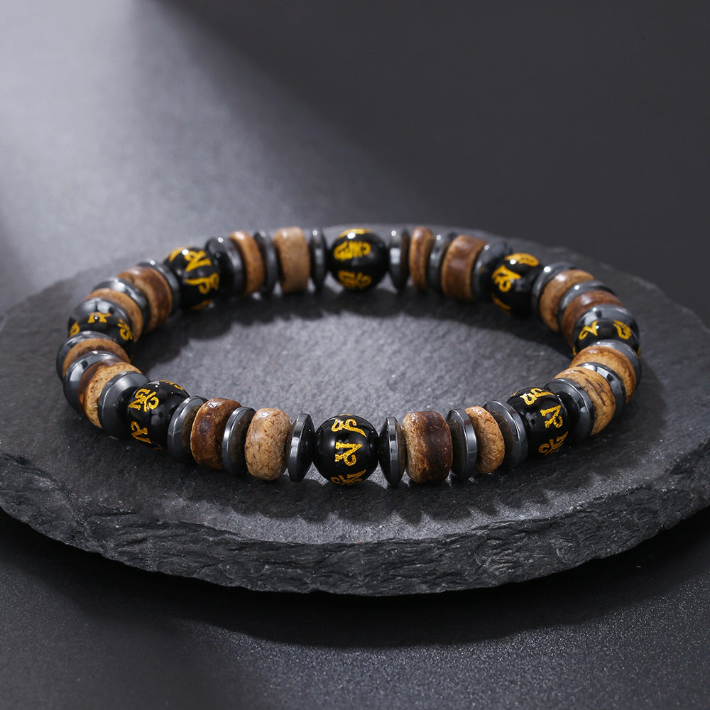 Mixed Wear 8mm Wood Spacer Hematite Bracelet