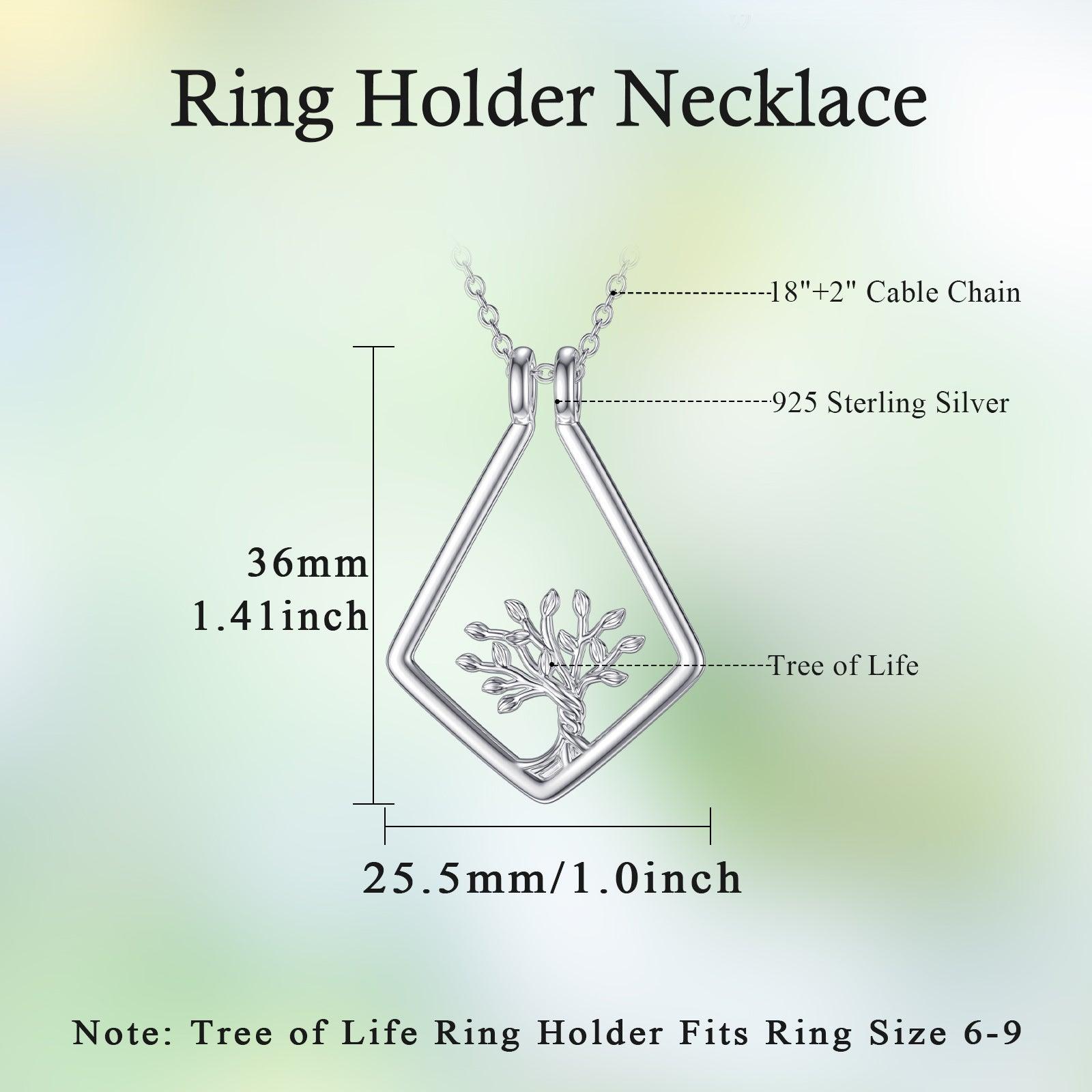 Tree of Life Ring Holder Pendant Necklace in 925 Sterling Silver - Nioor