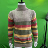 European And American Turtleneck Sweater Autumn And Winter Lapel Color Matching Knitted - Nioor
