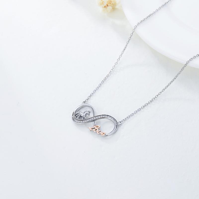 Horse Infinity Love Necklace Sterling Silver Jewelry Gift for Women - Nioor