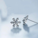 S925 sterling silver simple snowflake earrings - Nioor