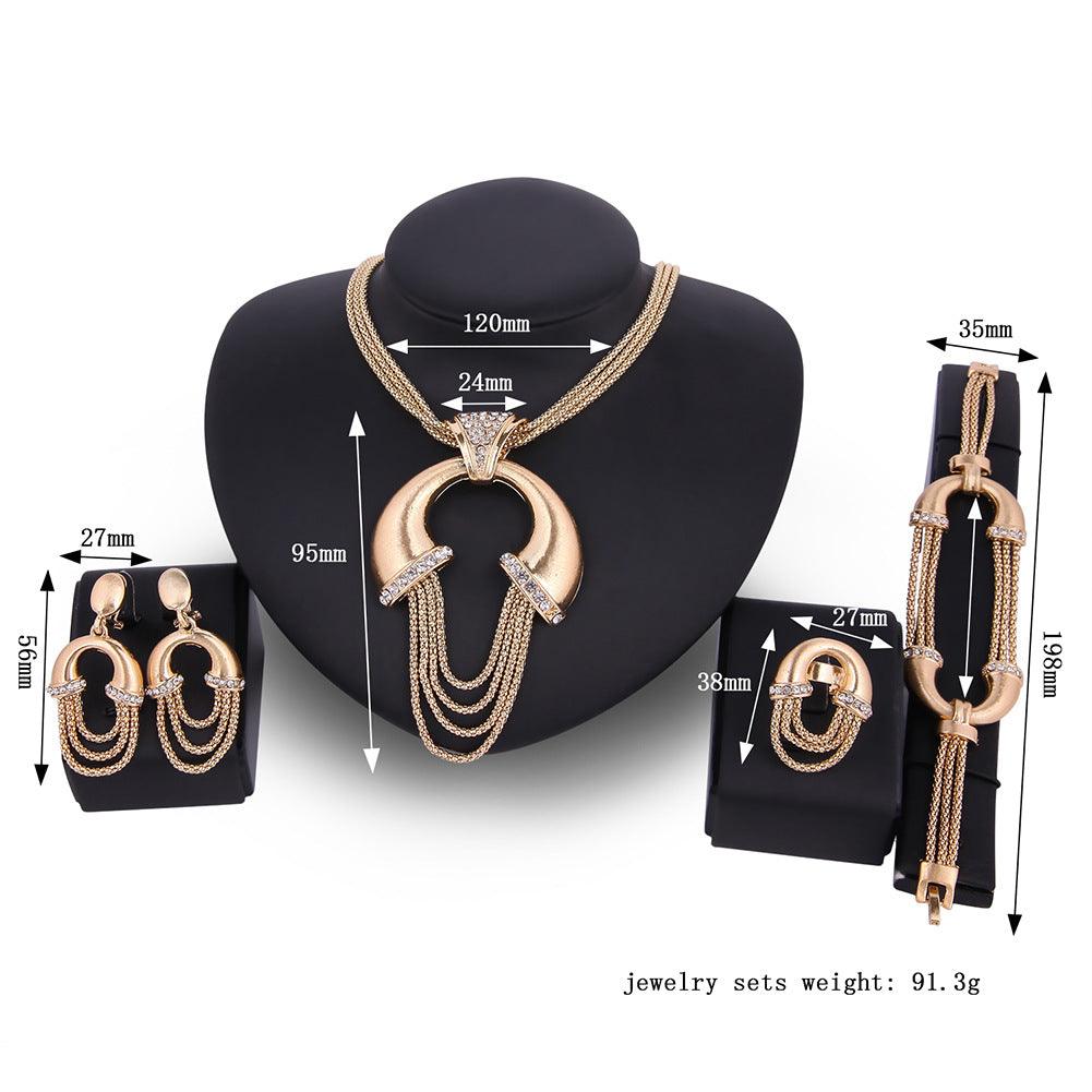 Electroplating Alloy Four-piece Bridal Jewelry Set - Nioor