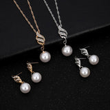 Europe and the United States eBay explosion models accessories wholesale bride accessories Pearl Diamond Necklace Set Earrings wavy lines - Nioor