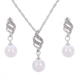 Europe and the United States eBay explosion models accessories wholesale bride accessories Pearl Diamond Necklace Set Earrings wavy lines - Nioor