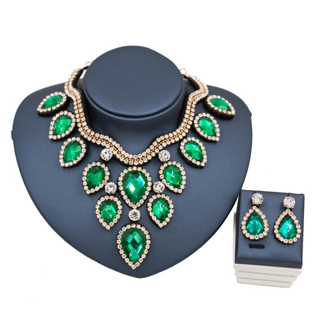 Fast Selling Explosion, Middle East, Europe And America, Colorful Exaggerated Bride Necklace, Earring Set, Cross Border High Quality Goods Supply - Nioor