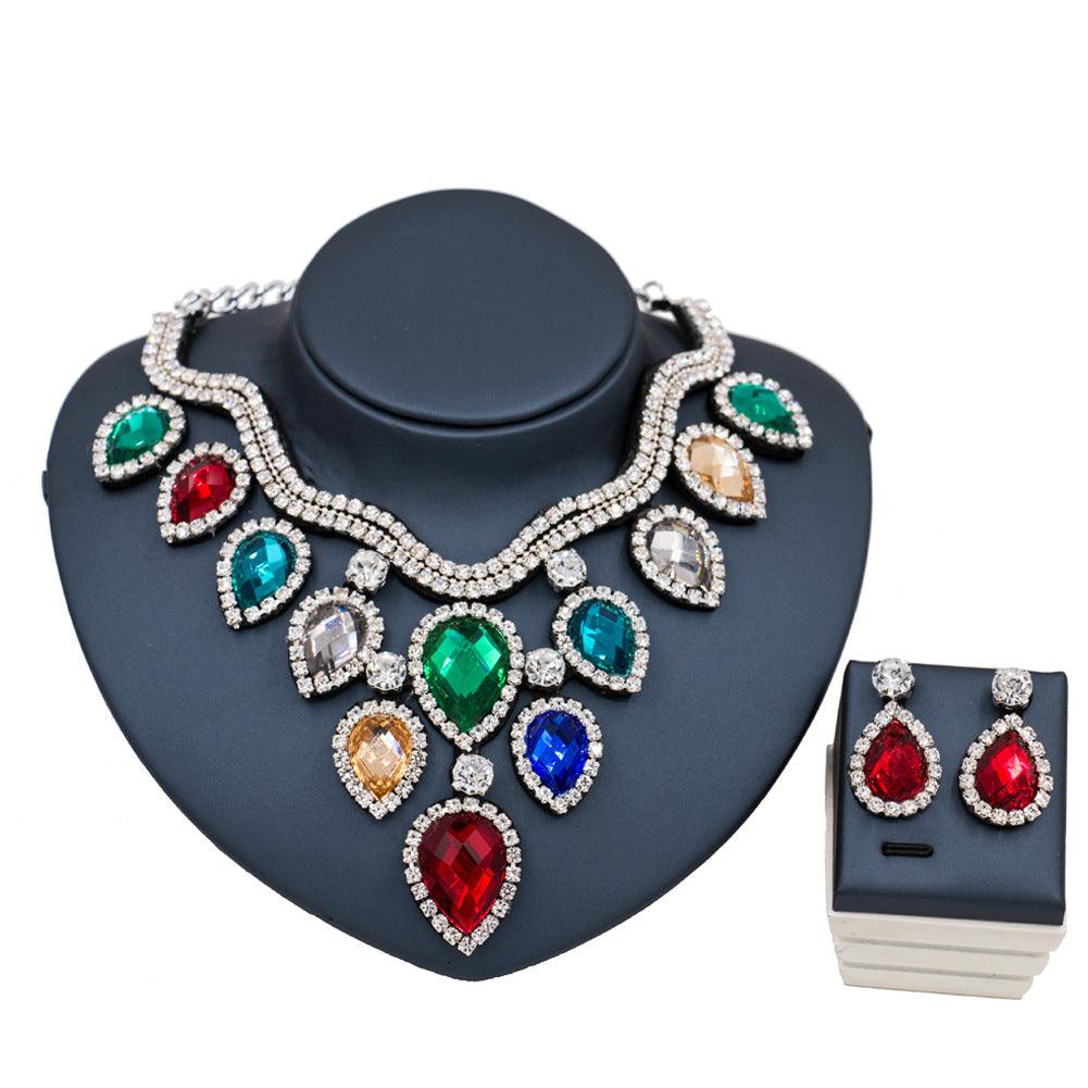 Fast Selling Explosion, Middle East, Europe And America, Colorful Exaggerated Bride Necklace, Earring Set, Cross Border High Quality Goods Supply - Nioor