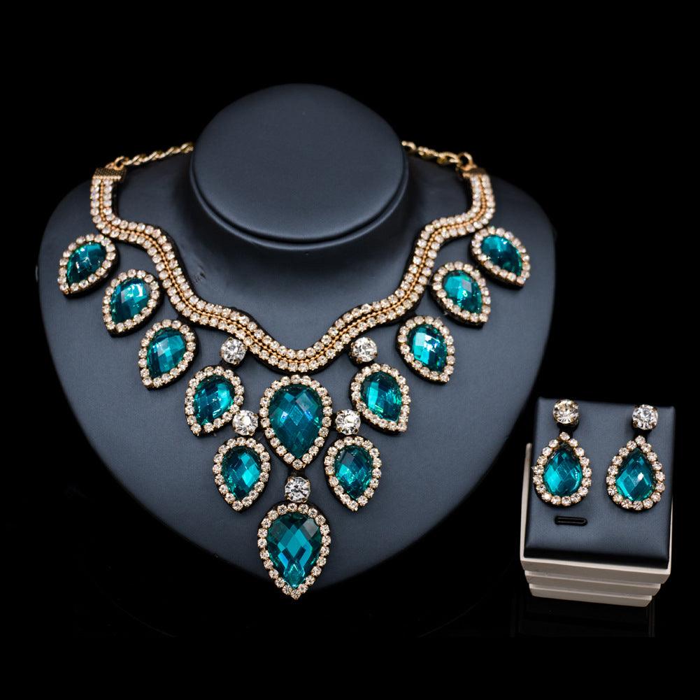 Fast Selling Explosion, Middle East, Europe And America, Colorful Exaggerated Bride Necklace, Earring Set, Cross Border High Quality Goods Supply - Nioor