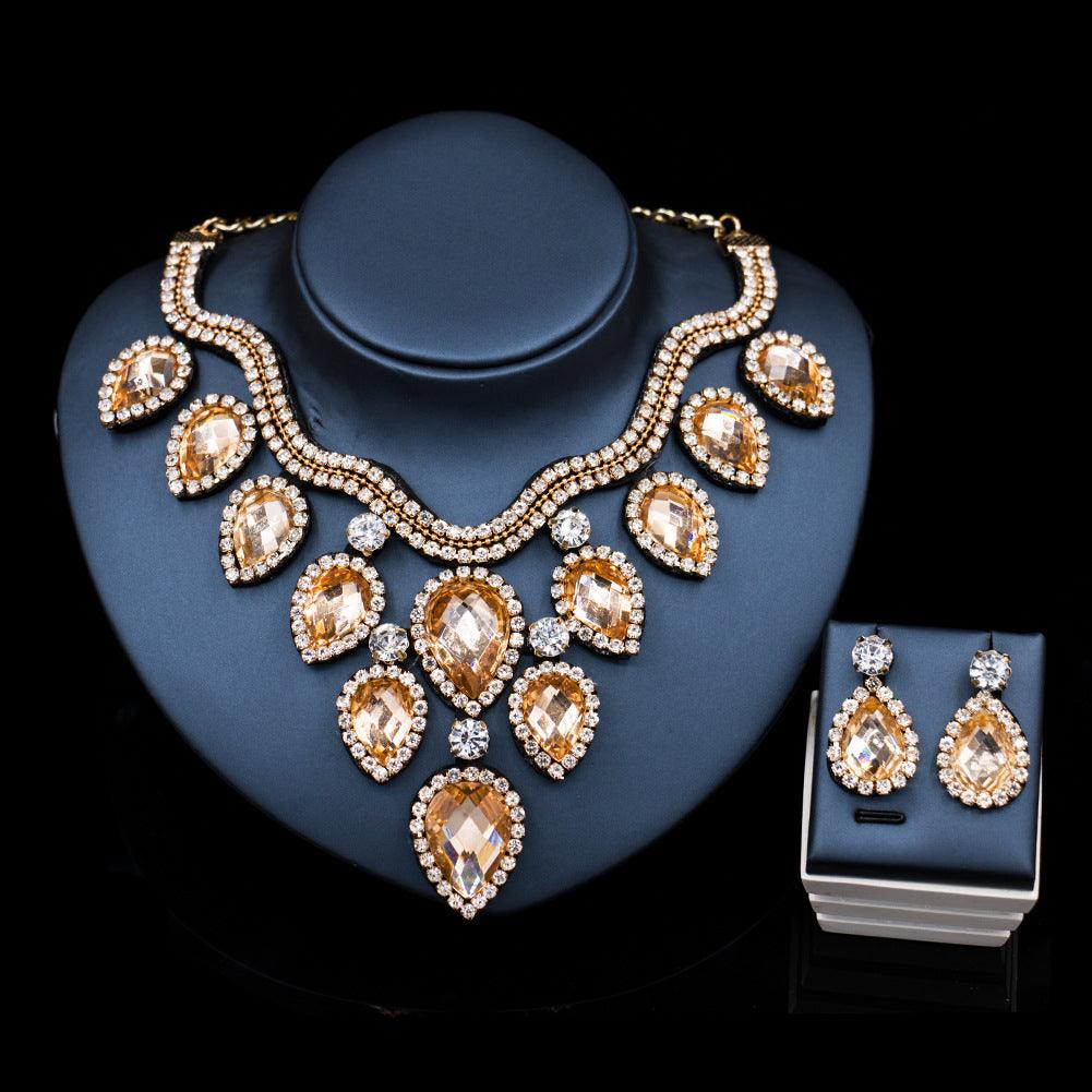 Fast Selling Explosion, Middle East, Europe And America, Colorful Exaggerated Bride Necklace, Earring Set, Cross Border High Quality Goods Supply - Nioor