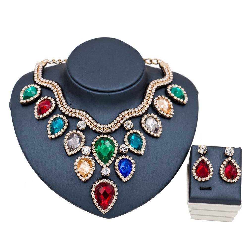 Fast Selling Explosion, Middle East, Europe And America, Colorful Exaggerated Bride Necklace, Earring Set, Cross Border High Quality Goods Supply - Nioor