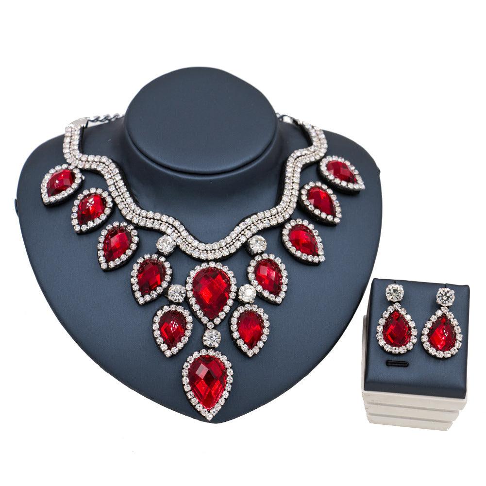 Fast Selling Explosion, Middle East, Europe And America, Colorful Exaggerated Bride Necklace, Earring Set, Cross Border High Quality Goods Supply - Nioor