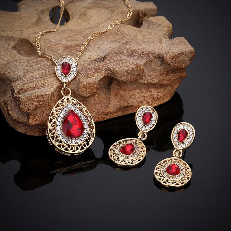 Crystal Drop Earrings Necklace Set Dress Acessories - Nioor