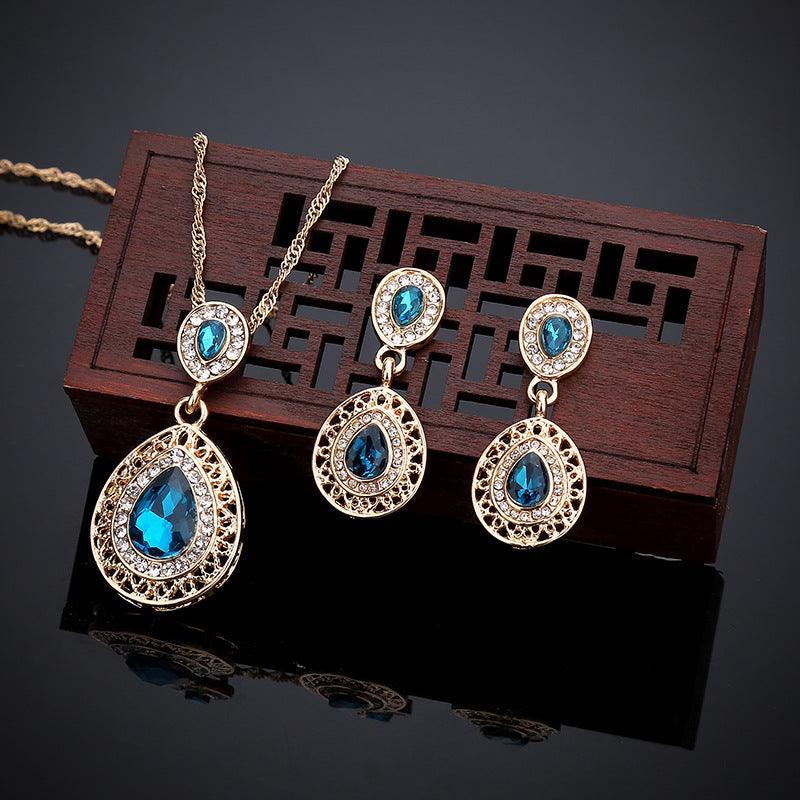 Crystal Drop Earrings Necklace Set Dress Acessories - Nioor