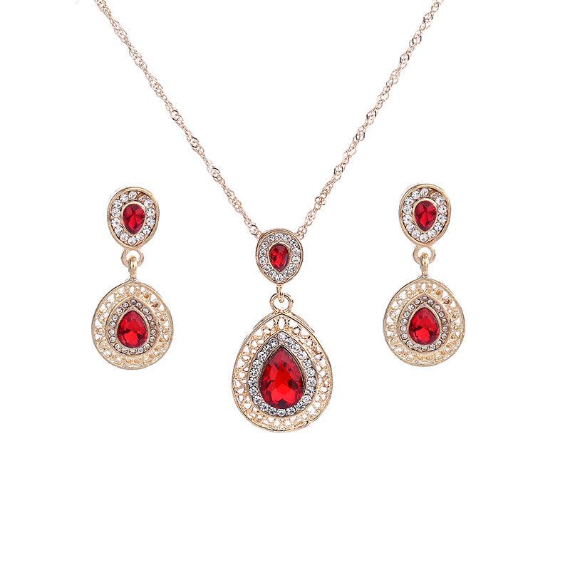 Crystal Drop Earrings Necklace Set Dress Acessories - Nioor