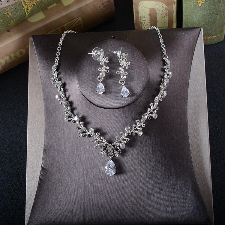 TL205 Korean bridal Rhinestone Earrings, necklace, bridal jewelry, Wedding Tiara, accessories, suits - Nioor