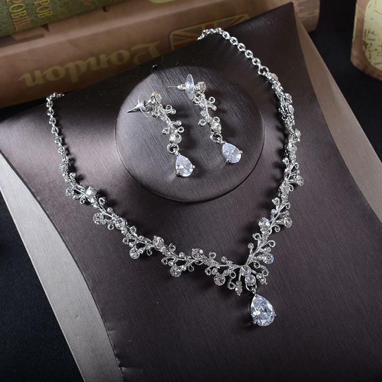 TL205 Korean bridal Rhinestone Earrings, necklace, bridal jewelry, Wedding Tiara, accessories, suits - Nioor