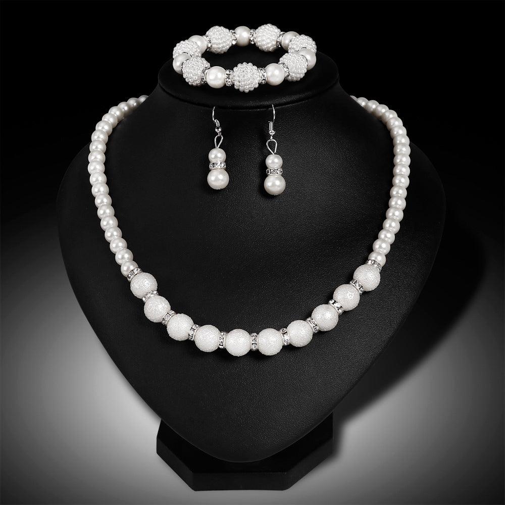 The Bride Wedding Earrings Necklace Three Piece Suit Danbi Pearl Necklace Jewelry. - Nioor