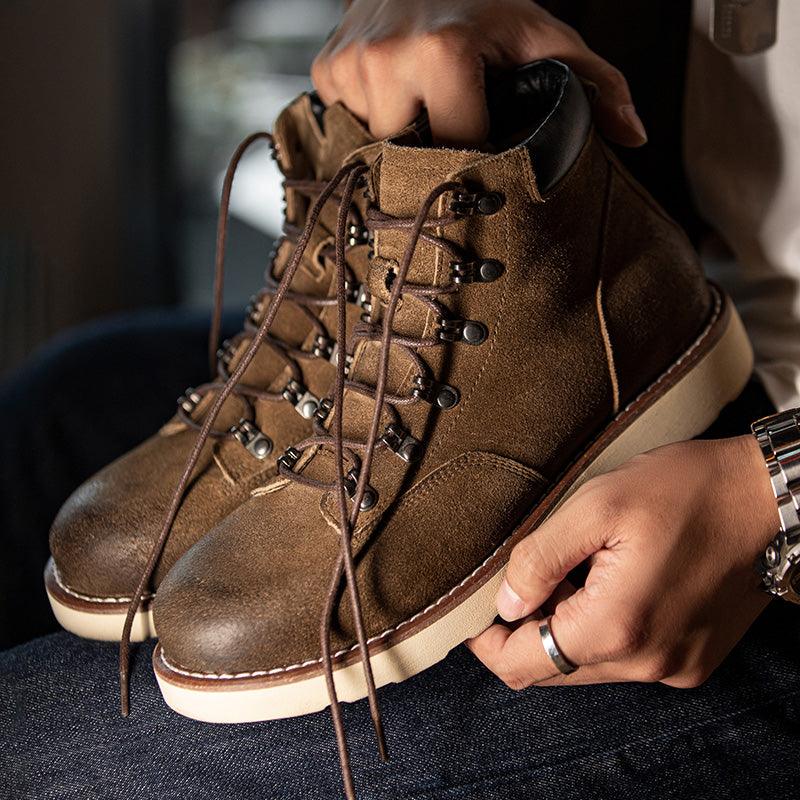 Men's Retro Mountaineering High-top Boots Calf Leather Shoes - Nioor