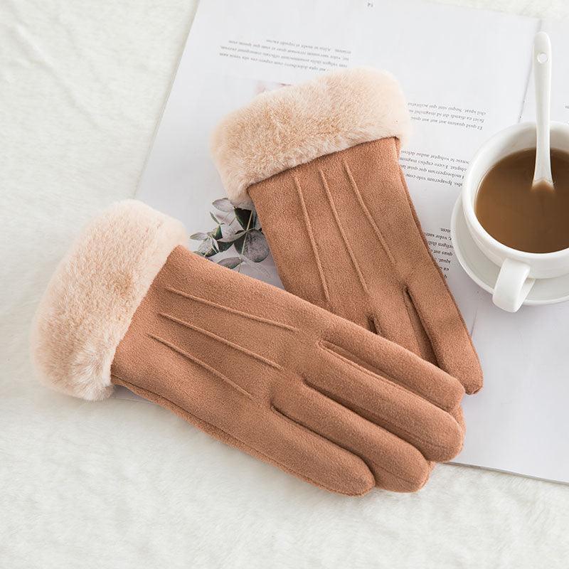 Thermal Gloves N915 Women's Winter Suede Double-layer Velvet Thickened - Nioor