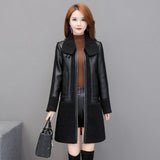 Ladies Leather Thickened Fur Coat Lapel - Nioor