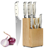 Qulajoy White Knife Set With Block - 9 Piece Razor Sharp Forged High Carbon Stainless Steel Kitchen Knives - Triple Rivet Cooking Knife Set With Kitchen Shear And Sharpener Stick - Nioor