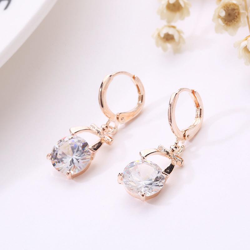 , Europe and America new jewelry, crystal earrings, jewelry set, Korean version of the bride necklace, gold-plated butterfly pendant - Nioor