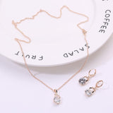 , Europe and America new jewelry, crystal earrings, jewelry set, Korean version of the bride necklace, gold-plated butterfly pendant - Nioor