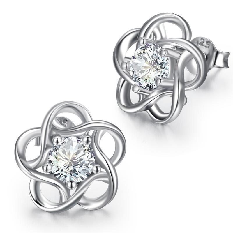 Sterling Silver Women's Flower Stud Earrings Jewelry - Nioor