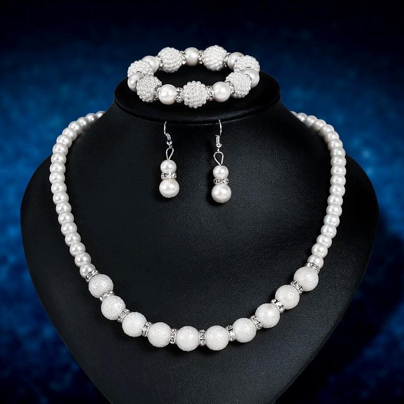 The Bride Wedding Earrings Necklace Three Piece Suit Danbi Pearl Necklace Jewelry. - Nioor