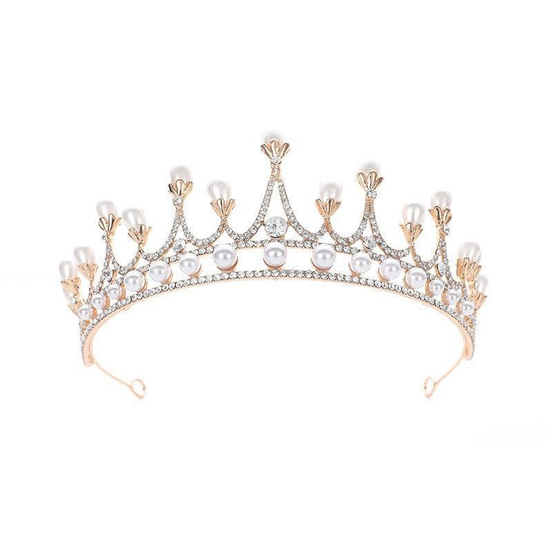 Crown Rhinestone Pearl Baroque Headwear - Nioor