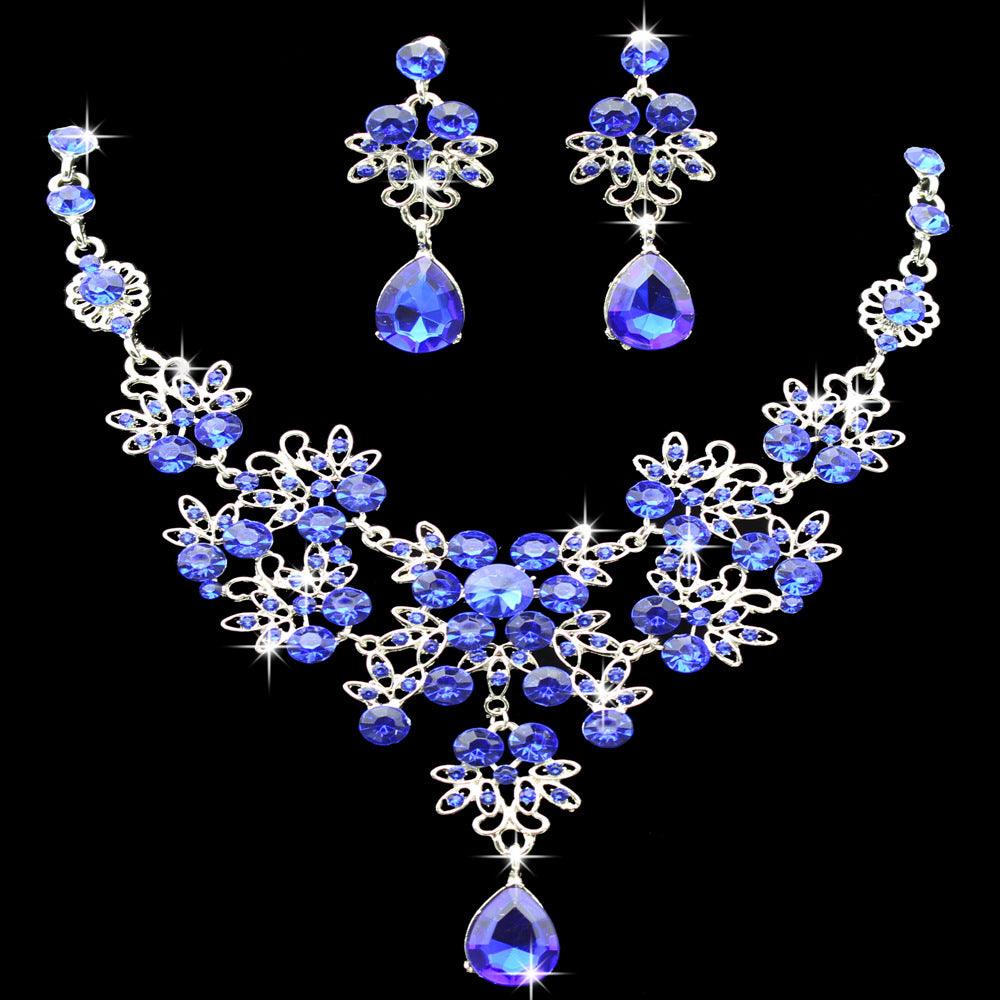 Butterfly Big Water Drop Necklace Earring Set Wedding - Nioor