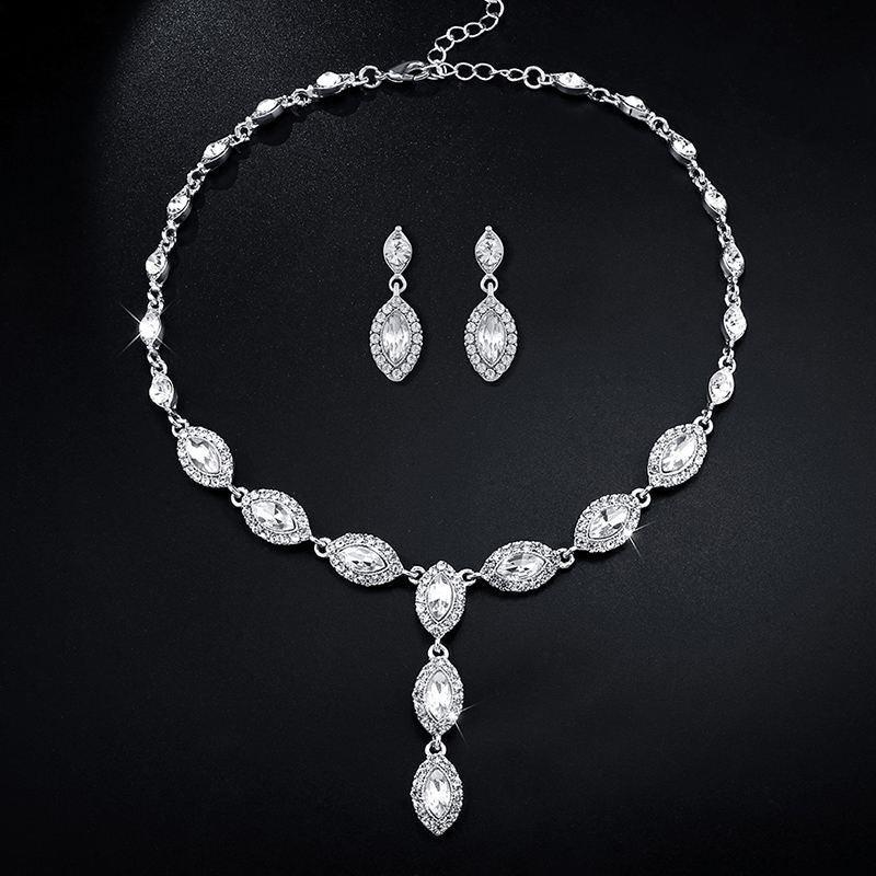 The Bride Jewelry Jewelry Suite Earrings Photography Evening Party And Two Sets Of Nkn51 Zircon Earrings Necklace - Nioor