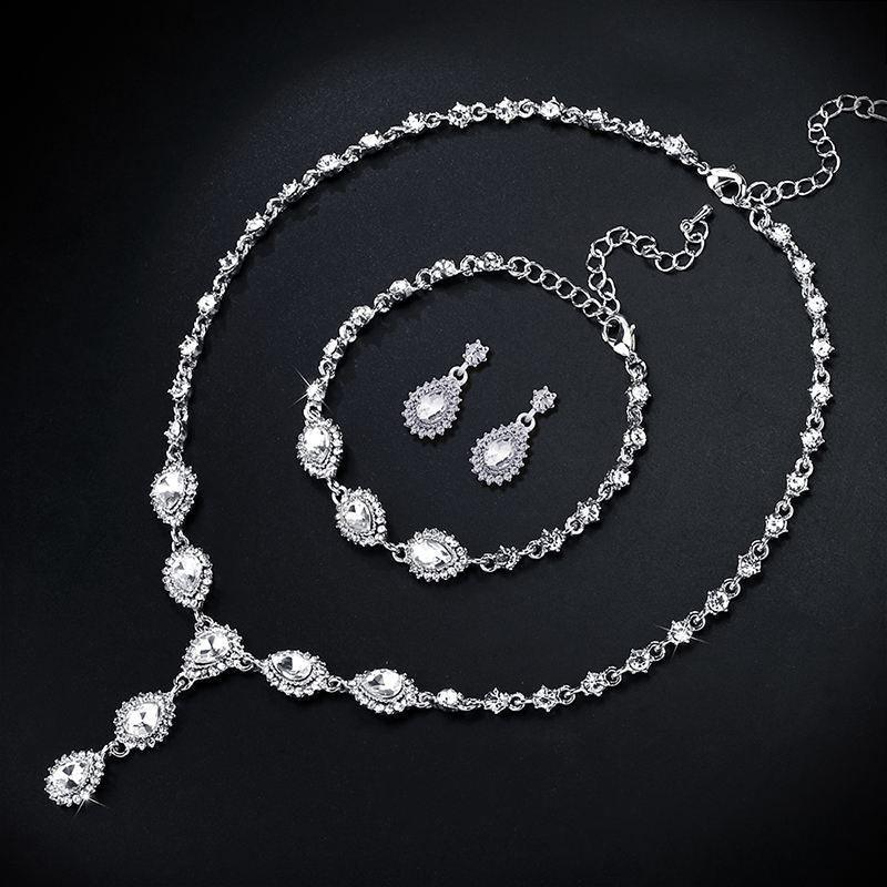 The bride jewelry jewelry suite Earrings photography evening party and two sets of nkn50 Zircon Earrings Necklace - Nioor