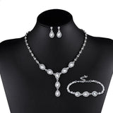 The bride jewelry jewelry suite Earrings photography evening party and two sets of nkn50 Zircon Earrings Necklace - Nioor