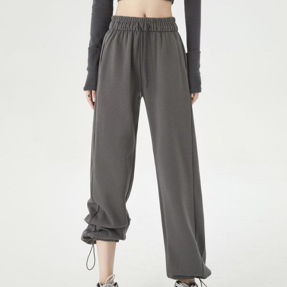 Sports And Leisure Lengthened Wide-leg Sweatpants - Nioor