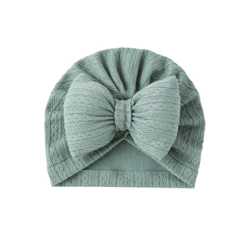 Baby Knitted Cotton Filling Big Bow Baby Sleeve Cap Boat Hat Children Tam-o'-shanter