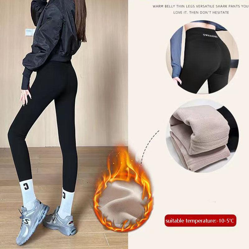 Fleece Thickened Leggings Winter -20 To 5 Shark Pants For Women High Waist Tight Skinny Tummy Control Buttocks Slimming Yoga Pants - Nioor