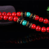 108 prayer beads red turquoise bracelet