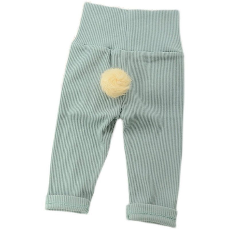 Baby Solid Color Pit Cotton High-waisted Pants