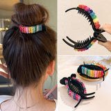 Girl Skittles Barrettes Back Head Grip Bun Hair Band Cute Internet Influencer Hairpin - Nioor