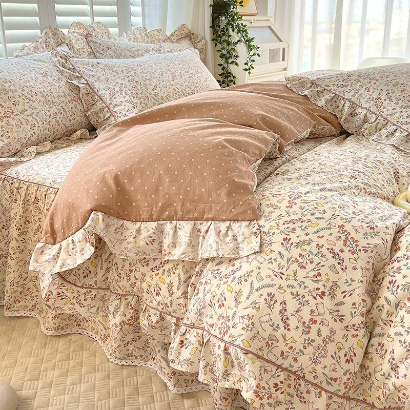 Bed Skirt Model Cotton Bedding Four-piece Set Sheet Quilt Cover - Nioor