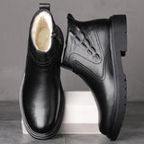 Furnished Warm Leather Wool High-top Booties - Nioor