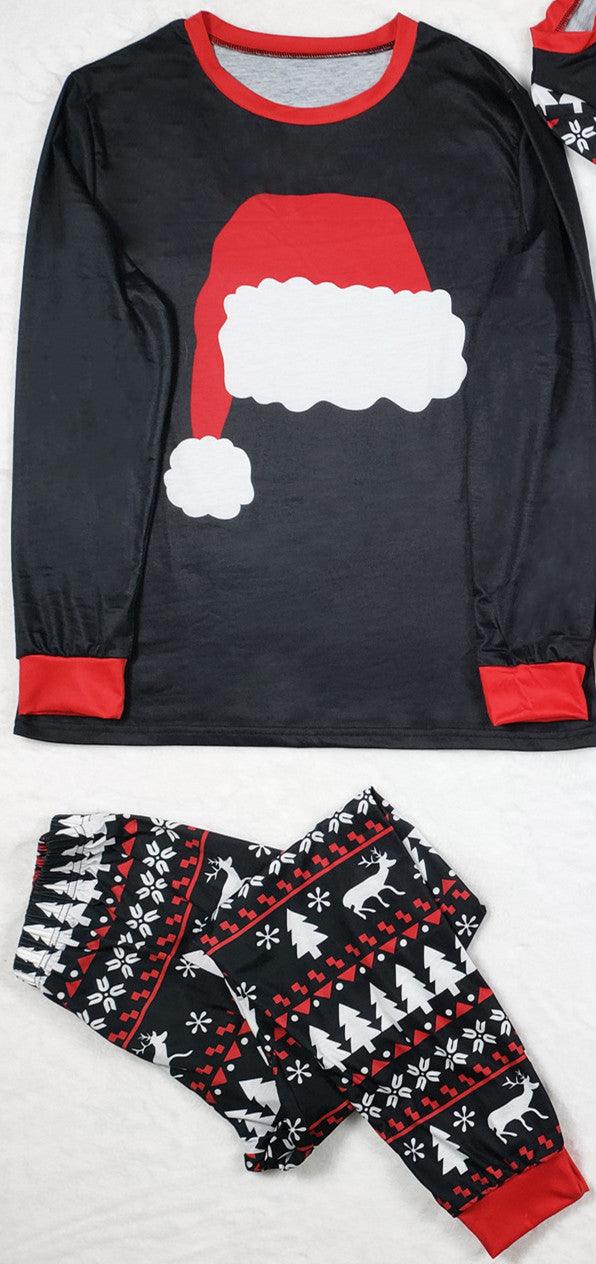 New Autumn And Winter Pajamas Set Home Wear Christmas Hat Printed Parent-child Suit - Nioor