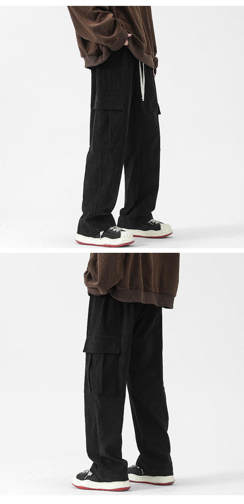 Autumn And Winter Corduroy Loose Straight Cargo Pants - Nioor