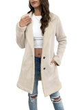 Long Sleeve Lapel Suede Elegant Woolen Coat - Nioor