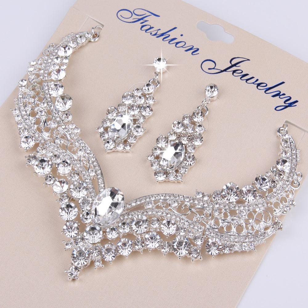 Necklace Alloy Diamond Large Crystal Jewelry Set - Nioor