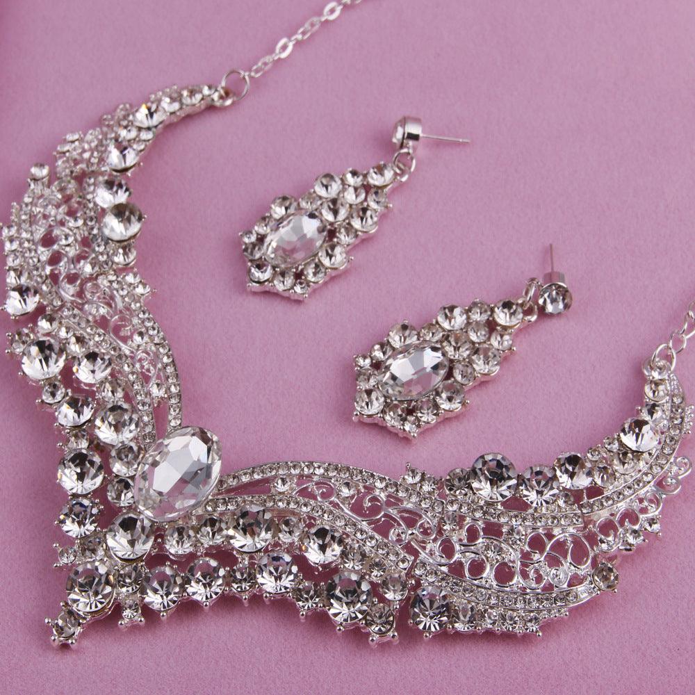 Necklace Alloy Diamond Large Crystal Jewelry Set - Nioor