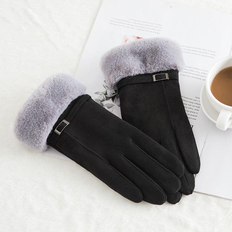 Thermal Gloves N915 Women's Winter Suede Double-layer Velvet Thickened - Nioor