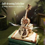 Robotime ROKR Magic Cello Mechanical Music Box Moveable Stem Funny Creative Toys For Child Girls 3D Wooden Puzzle AMK63 - Nioor