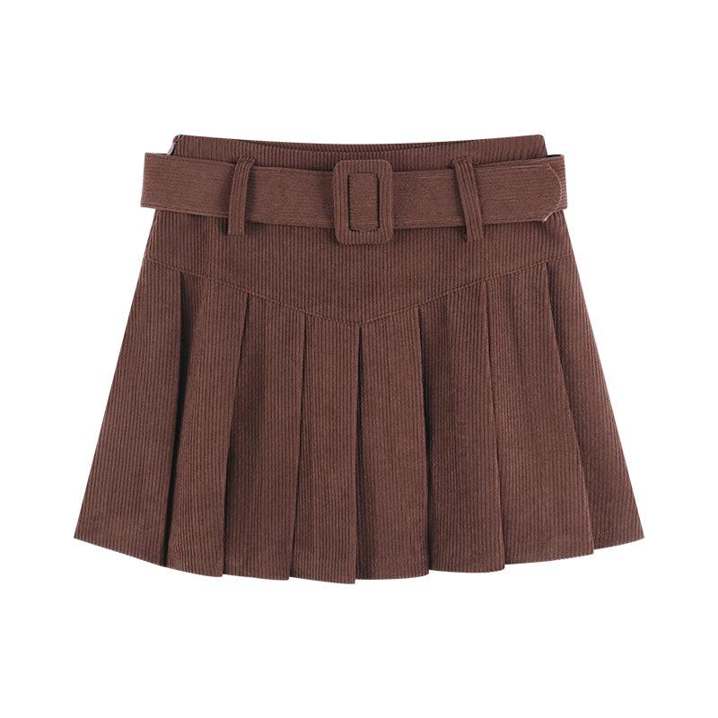 Corduroy Half Women's Autumn A-line Half Skirt Pleated Skirt - Nioor