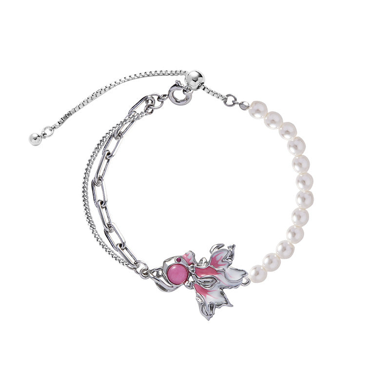 Drop Oil Goldfish Pearl Bracelet For Women